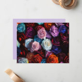 Colorful Roses Rose Art Bouquet Note Card Set Mitteilungskarte (Vorderseite/Rückseite Beispiel)