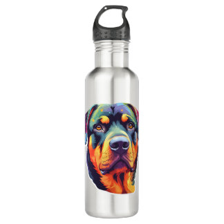 Colorful Rottweiler Head Edelstahlflasche