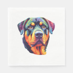 Colorful Rottweiler Head Serviette