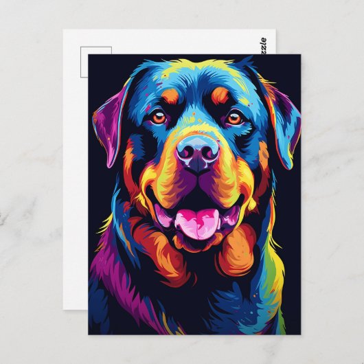 Colorful Rottweiler Postkarte (Vorne/Hinten)