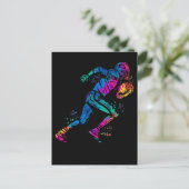 Colorful Running American Football Player Postkarte (Stehend Vorderseite)