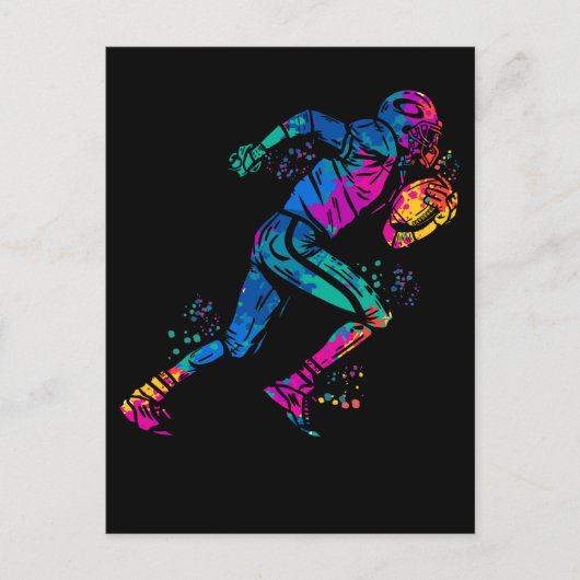 Colorful Running American Football Player Postkarte (Vorderseite)