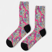 Colorful rustic floral pattern retro  socken (Linkes Detail)