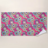 Colorful rustic floral pattern retro  strandtuch (Vorderseite)