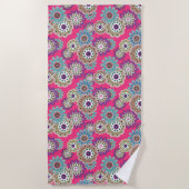 Colorful rustic floral pattern retro  strandtuch (Vorderseite)