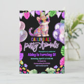 Colorful Safari Cheetah Birthday Invitation Einladung (Stehend Vorderseite)