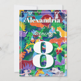 Colorful Safari Thema Geburtstag beschäftigt Einladung