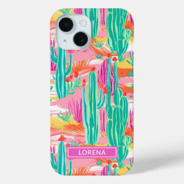 Colorful Saguaro Cacti Personalized Case-Mate iPhone Hülle