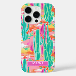 Colorful Saguaro Cacti Personalized iPhone 16 Pro Hülle