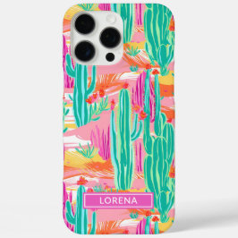 Colorful Saguaro Cacti Personalized iPhone 16 Pro Max Hülle