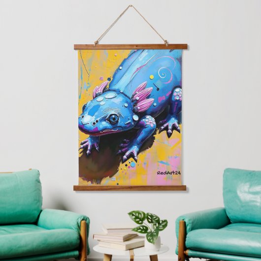 Colorful Salamander Wall Art – Endangered Amphibia Wandteppich Mit Holzrahmen (Wohnzimmer)