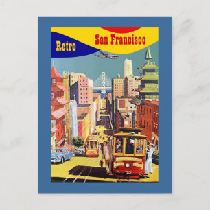 COLORFUL SAN FRANCISCO STYLIZIERTER RETRO POSTCARD POSTKARTE