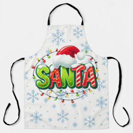 Colorful Santa Christmas Lights Fun Holiday Baking Schürze