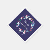 Colorful Santa Claus Snowman Candy Cane Weihnachte Serviette (Ecke)