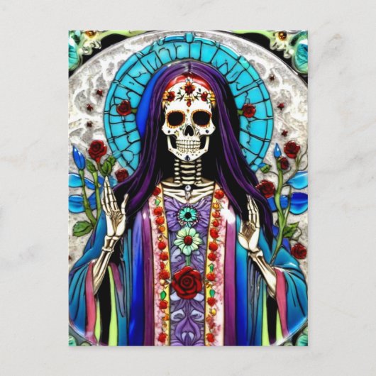 Colorful Santa Muerte Postkarte (Vorderseite)