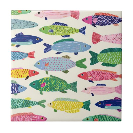 Colorful Sardines Seamless Pattern (1) Fliese (Vorderseite)