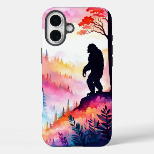 Colorful Sasquatch on Ridge über dem Wald iPhone 16 Plus Hülle