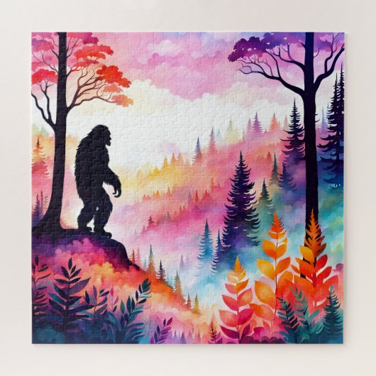 Colorful Sasquatch on Ridge über dem Wald Puzzle (Horizontal)