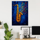 Colorful Saxophone Music Notes Poster (Heimbüro)