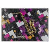 Colorful Saxophone pattern monogram name Schneidebrett (Vorderseite)