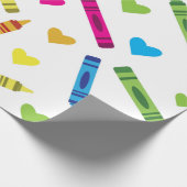 Colorful School Crayons Muster mit Herz Geschenkpapier (Ecke)