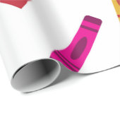 Colorful School Crayons Muster mit Herz Geschenkpapier (Rolleneckpunkt)