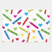 Colorful School Crayons Muster mit Herz Geschenkpapier Set (Vorderseite 2)