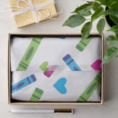 Colorful School Crayons Muster mit Herz Seidenpapier (Geschenk)
