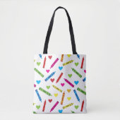 Colorful School Crayons Muster mit Herz Tasche (Vorderseite)
