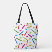 Colorful School Crayons Muster mit Herz Tasche (Rückseite)