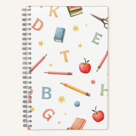 Colorful School Icons Notebook für Kinder Notizblock