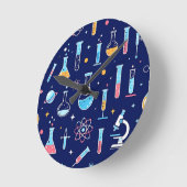 Colorful Science Lab Pattern Modern Chemistry  Runde Wanduhr (Winkel)