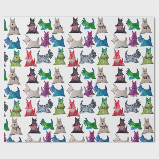 Colorful Scottie Wrapping Paper Geschenkpapier (Flach)
