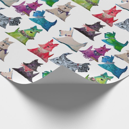 Colorful Scottie Wrapping Paper Geschenkpapier (Ecke)