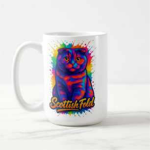 Colorful Scottish Fold Pop Art Cat - Vibrant Neon Kaffeetasse