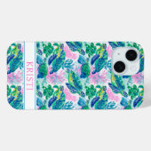 Colorful Sea Turtles Monogrammed Case-Mate iPhone Hülle (Rückseite (Horizontal))
