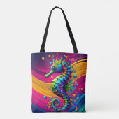 Colorful Seahorse Tote Bag – Ocean Fantasy Art Tasche (Rückseite)