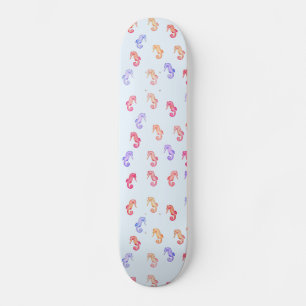 Colorful Seahorses Pattern   Skateboard