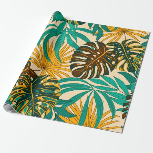 Colorful seamless pattern with tropical plants and geschenkpapier (Ungerollt)