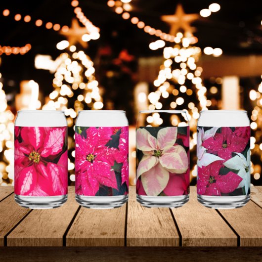 Colorful Seasonal Holiday Poinsettias Dosenglas