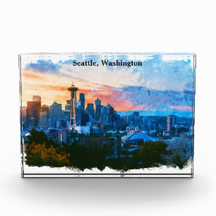 Colorful Seattle Washington Skyline Fotoblock