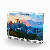Colorful Seattle Washington Skyline Fotoblock (Rechts)