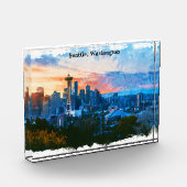 Colorful Seattle Washington Skyline Fotoblock (Links)