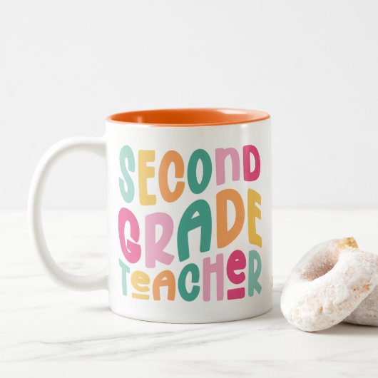 Colorful Second Grade Teacher Zweifarbige Tasse (Mit Donut)