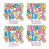 Colorful Second Grade Vibes Back to School Retro Aufkleber (Vorderseite)