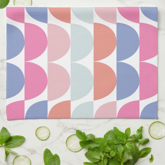 Colorful Semi Circle Abstract Geometric Pattern Geschirrtuch (Gefaltet)