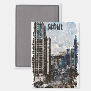 Colorful Seoul South Korea City Travel Magnet