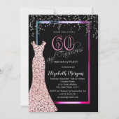 Colorful Sequins Rose Gold Dress 60th Birthday Einladung (Vorderseite)