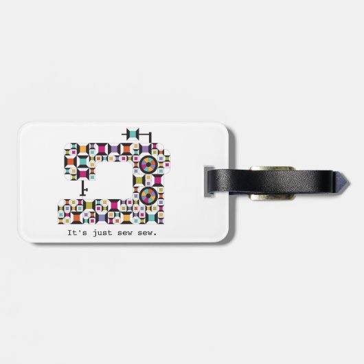 Colorful Sewing Machine Quilt Pattern Gepäckanhänger (Rückseite horizontal)
