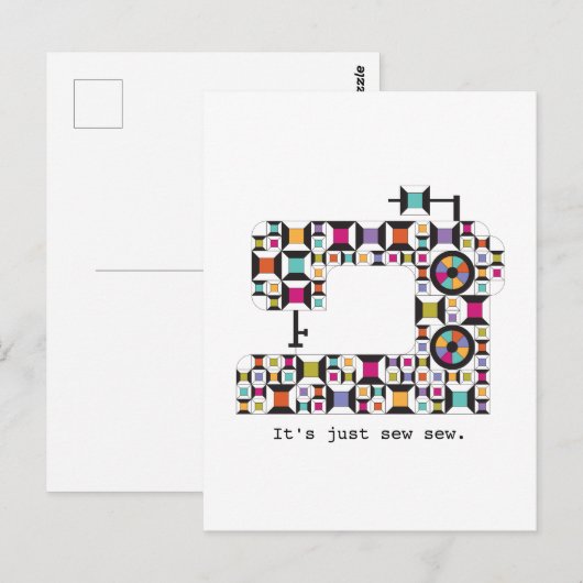 Colorful Sewing Machine Quilt Pattern Postkarte (Vorne/Hinten)